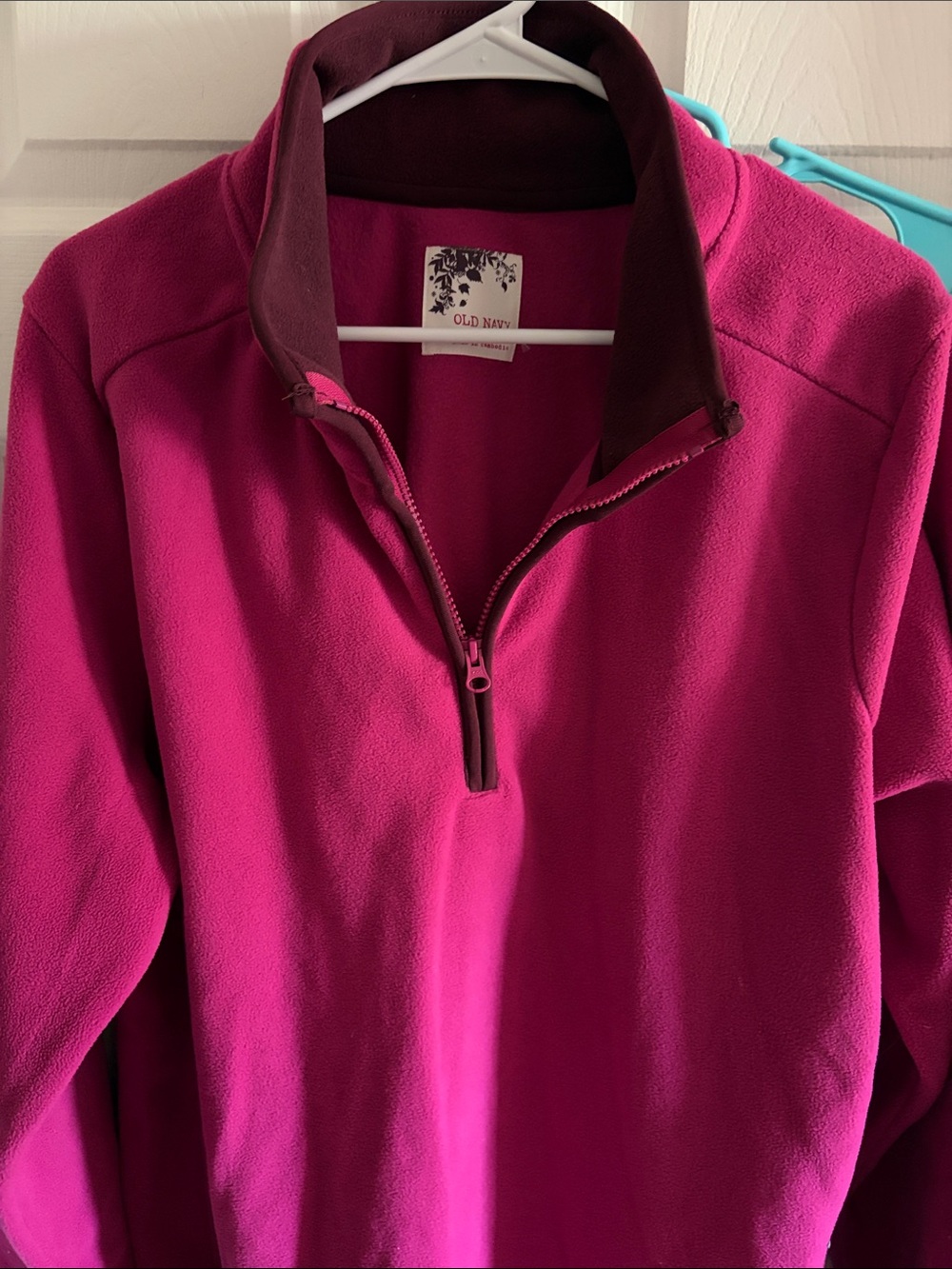 Old Navy Women's Deep Pink Quarter-Zip Pullover with Contrast Collar